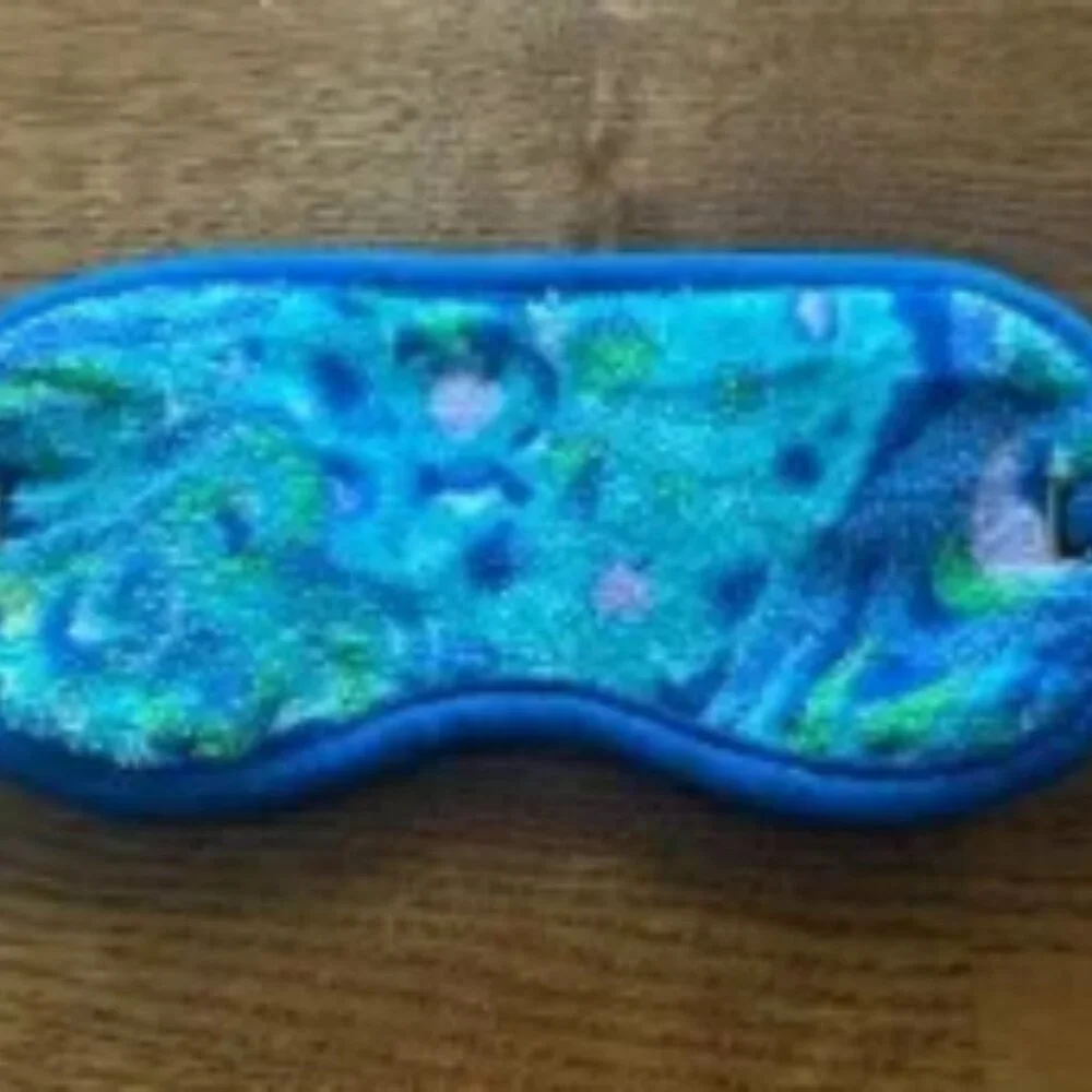 Lilly Pulitzer Sleep Mask Blue Green Terry Velour Lilly's Lagoon Print Ice Pack